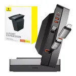 Baseus T-Space USB &scaron;akotuvas Tesla automobiliams su kabeliu, juodas