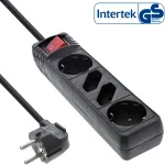 InLine 16443S ki&scaron;tukinis lizdas, 4x, 2x CEE7/3 + 2x Euro CEE 7/16, juodas, 3 m
