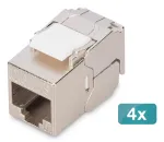 Digitus CAT 6A kompakti&scaron;kas ekranuotas ki&scaron;tukinis modulis, įrankiams nereikalingas montavimas, 4 vnt.