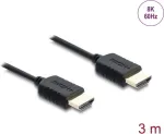 HDMI laidas DELOCK 81683 &mdash; 3 m, HDMI A tipo ki&scaron;tukas-ki&scaron;tukas, 48 Gbit/s, iki 7680&times;4320, auksuoti kontaktai, juodas