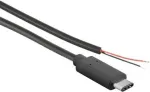 Joy-it K-1473 maitinimo laidas Raspberry Pi, Arduino, Banana Pi, Cubieboard [1x USB-C&trade; ki&scaron;tukas - 1x atviras galas] 1 m Juoda (K-1473)