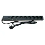 Maitinimo juosta EQUIP 19 colių 90&deg; CEE7/7 į 8x Schuko lizdus su jungikliu, aliuminis