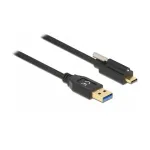 Delock USB 10 Gbps laidas, Type-A ki&scaron;tukas &ndash; USB Type-C&trade; ki&scaron;tukas su sraigtiniu fiksavimu, vir&scaron;us, 2 m, juodas