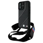 BMW M Edition Carbon Stripe & Strap Hard Case, skirta iPhone 16 6,1 inch, juoda