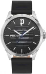 Police vyrų laikrodis PEWJA2204503 46 mm nerūdijančio plieno kvarcinis analoginis juodas ciferblatas odinė apyrankė