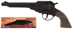 PULIO Cowboy Revolver Metal 8-Shot Cap Gun - juoda/sidabrinė su rudomis rankenomis