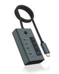 ICY BOX IB-HUB1454-C31 USB 3.2 Gen 1 (3.1 Gen 1) Type-C 10000 Mbit/s Mėlyna, Pilka