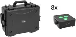 EUROLITE rinkinys 8x AKKU IP Flat Light 3 sw IP65 LED prožektoriai su vežimėlio dėklu
