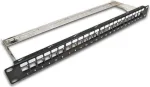 Wirewin TKS PANEL 24 BLACK &ndash; 24 prievadų keystone ekranuotas tu&scaron;čias pach panelis, 19 colių 1U montavimui į stelažą, juodas