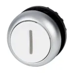 Eaton M22-DR-W-X1 plok&scaron;čias mygtuko aktyvatorius, baltos spalvos, užsifiksuojantis, be užra&scaron;o, apvalus lę&scaron;is, 22 mm, IP67 216634