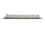 IT-BUDGET 19 inch Super Flat 0.5U pilnai ekranuotas Cat.6A 24 prievadų PoE++ patch panelis, &scaron;viesiai pilkas 90ITBPP6A05G