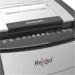 Rexel AutoFeed+ 600M popieriaus smulkintuvas, mikro pjūvis 2x15 mm, P-5, 110 l, 55 dB, pilka/juoda