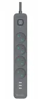 TRACER Power Line+ apsauginis ilgintuvas su USB 1,5 m (4 ki&scaron;tukiniai lizdai + 3x USB A, 5V 2,4A)