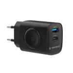 GEMBIRD 20W PD QC 3.0 USB-C USB-A sieninis įkroviklis, juodas