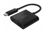 Belkin USB-C į HDMI jungties adapteris su įkrova, 60 W PD, juodas, AVC002BTBK