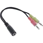InLine garso ausinių adapterio laidas, 2x 3,5 mm ki&scaron;tukas į 3,5 mm lizdą 4 kontaktų, OMTP, 0,15 m