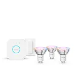 Philips Hue White and colour ambience Essential pradinis rinkinys: 3 GU10 i&scaron;maniosios lemputės (345 lm) + reguliatorius