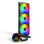 Montech LightFlow ARGB 360 procesoriaus vandens au&scaron;intuvas 360 mm 3x120 mm ventiliatoriai ARGB juodas