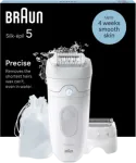 Epiliatorius BRAUN Silk Epil 5 5-060 &mdash; laidinis epiliatorius su 28 pincetais ir masažo sistema