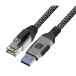 Techly ICOC U3A-RJ45-010 USB-A &ndash; Gigabit Ethernet tinklo adapterio kabelis, 1 m, juodas/sidabrinis