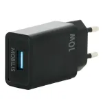 Mobilis maitinimo blokas 10,5 W greitasis įkrovimas QC USB juodas Europos ki&scaron;tukas 001360