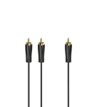 Audio kabelis Hama 00205097 5m RCA 2 x RCA ki&scaron;tukas, paauksuotas, juodas