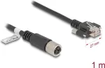 Tinklo kabelis DeLOCK M12 X-koduotas 8 kontaktų moteri&scaron;kas į RJ45 ki&scaron;tuką Cat.6A 1 m juodas