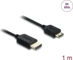 HDMI kabelis DELOCK 81684 &mdash; 1 m, HDMI A tipo (vyri&scaron;kas) į HDMI C tipo (vyri&scaron;kas), 48 Gbit/s, 7680&times;4320, juodas