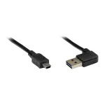 USB 2.0 jungiamasis kabelis EASY Plug A &ndash; Mini-B, kampuotas, juodas, 5 m