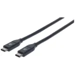 Manhattan 354899 USB-C&ndash;USB-C kabelis, ki&scaron;tukas&ndash;ki&scaron;tukas, USB 3.1 Gen 2, formuotos jungtys, 50 cm, juodos spalvos