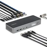 StarTech.com universali USB-C dokų stotelė trims monitoriams, 140W įkrovimas, 4K 60Hz HDMI / DisplayPort, TAA