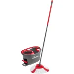 &Scaron;luota VILEDA EasyWring & Clean Turbo, raudonas technopolimero kibiras, nuimama skalbiama mikropluo&scaron;to galvutė, kietoms grindims