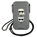 Karl Lagerfeld Ikonik Hardcase, skirta Apple iPhone 12 Pro Max, pilka Saffiano PU, Karl & Choupette Head dizainas