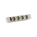 EFB-Elektronik 10 1HE Power Strip 4 x CEE 7/3 su jungikliu, aliuminio profilis, pilka