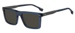 HUGO BOSS BLACK BOSS1765GSPJP Vyri&scaron;ki stačiakampiai akiniai nuo saulės &ndash; juodas rėmelis, pilki lę&scaron;iai, 55/18/150 mm