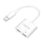LogiLink USB-C garso adapteris USB-C/M į 2x USB-C/F 60W PD baltas
