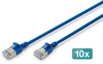 DIGITUS CAT 6A F/FTP plonas pataisos kabelis, 1 m, mėlynas, 10 vnt., LSZH, RJ45
