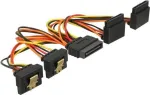 DeLOCK SATA maitinimo &scaron;akotuvas 15cm 1x SATA 15-pin Male į 2x SATA 15-pin Female su fiksatoriumi/metalu 3.3V/5V/12V juodas/geltonas/raudonas/oranžinis 60153