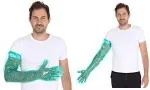 HYGOSTAR SOFTLINE LONG PLUS LDPE vienkartinės pir&scaron;tinės, žalios, universalaus dydžio, elastingas rankogalis ties alkūne, lygios ir mink&scaron;tos, 1 vnt. 2621