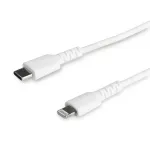 StarTech.com 1 m baltas USB-C į Lightning laidas &ndash; tvirtas aramidinio pluo&scaron;to USB Type C į Lightning įkrovimo/sinchronizavimo kabelis, Apple MFi sertifikuotas, iPad/iPhone
