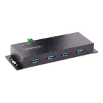 StarTech.com 4 prievadų pramoninis USB 3.0 5Gbps &scaron;akotuvas, tvirtas USB &scaron;akotuvas su ESD apsauga, DIN/sieninis/stalinis montavimas USB-A &scaron;akotuvas, USB plėtiklis su fiksuojamais prievadais, sunkiasvoris - TAA