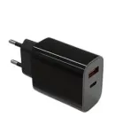 Sieninis įkroviklis 2x3A USB-C + USB-A Power Delivery juodas