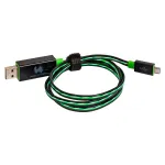 RealPower LED floating USB 2.0 jungiamasis laidas, USB&ndash;Micro-USB B, 74,5 cm, žalias