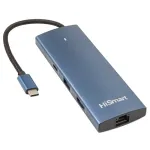Adapter USB Type-C &ndash; HDMI, LAN, 3x USB Type-A, 1x USB Type-C, PD100W, SD+TF