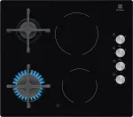 Elektrinė ir dujinė kaitlentė Electrolux EGE6172NOK, juoda, įmontuojama, 60 cm, kombinuota, 4 zonos, liečiamas ir sukamas valdymas