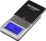 VOLTCRAFT VC-8912595 PS-200 ki&scaron;eninės svarstyklės, svėrimo riba 200 g, skiriamoji geba 0,01 g, baterijomis maitinamos, juodos ir sidabrinės spalvos (VC-8912595)