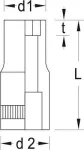 Gedore 6165910 galvutė, 1/4", 6 briaunų, 7 mm
