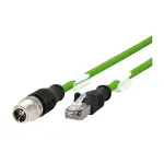 METZ CONNECT tinklo kabelis 8 kontaktų M12-X (ki&scaron;tukas) į RJ-45 (ki&scaron;tukas) 2,0 m ekranuotas CAT 6a apsaugotas nuo užkliuvimo su vytomis gyslomis žalias 142M2X15020