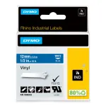 DYMO Rhino pramoninės vinilo etiketės | 12 mm x 5,5 m | baltas spausdinimas ant mėlynos | lipnios | LabelManager ir Rhino etikečių spausdintuvams