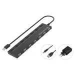 Conceptronic 7-Port USB 2.0 Hub with Power Adapter - Black (HUBBIES08BP)